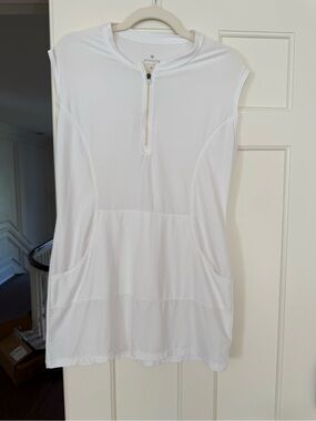 Athleta White Sleeveless Zip-Front Swim Tunic